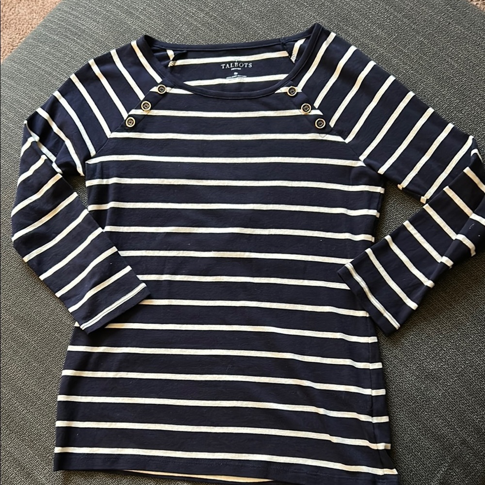 Talbots 100% PIMA COTTON MARINER STRIPE Size SP